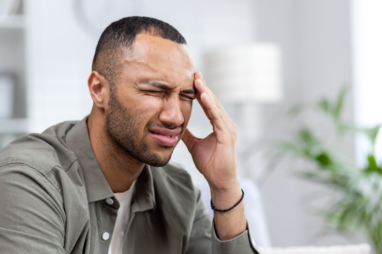 man with headache